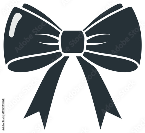 Elegant Dark Blue Bow Tie Celebration Festive Decoration Ornament Vector Isolated