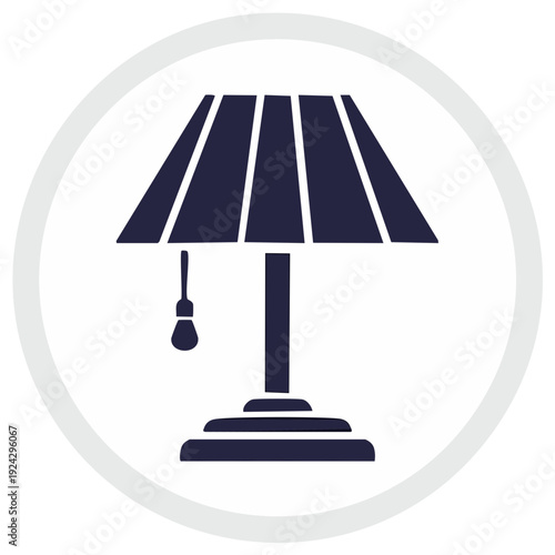 Dark Blue Table Lamp Icon Inside a Circle