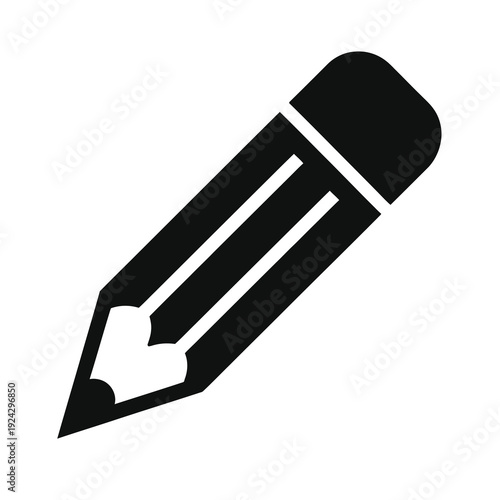 Minimalist vector icon of a pencil with clean sharp lines and a design