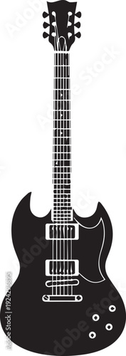 Double Cutaway Electric Guitar Silhouettes with Sleek Headstock and Sharp Contours