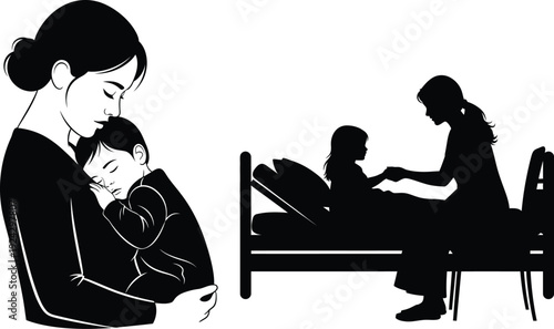 Mother and child bonding versus distant relationship