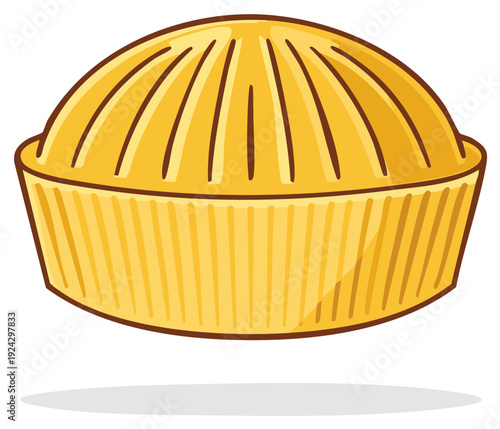 Cartoon illustration of a golden citrus fruit juicer