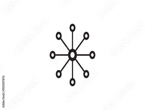 Symmetrical radial diagram with central node and eight connected nodes