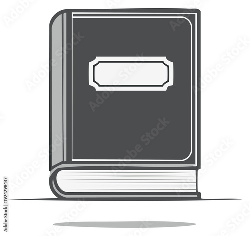 Closed Hardcover Book with Label on Cover in a Minimalist Style