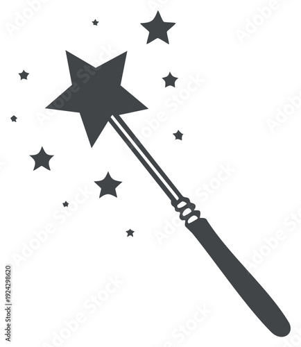 Whimsical Star Wand Illustration Conjuring Magic with Sparkling Celestial Objects and Fantasy Element