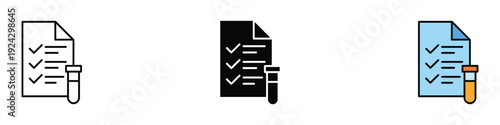 Medical lab test icon vector. Clinical document symbol for laboratory diagnostic report. Vector Illustration.