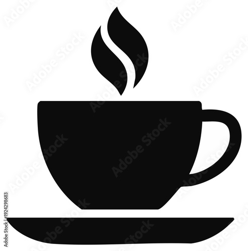 Hot cup of coffee, tea or beverage simple silhouette illustration design