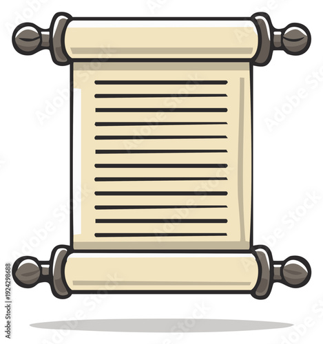 Ancient Scroll with Text and Decorative Rollers