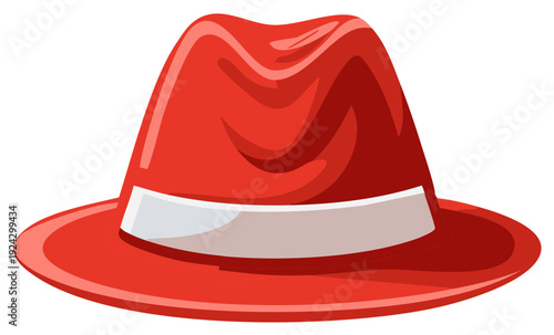 Classic Red Fedora Hat with White Band Stylish Accessory for Men and Women