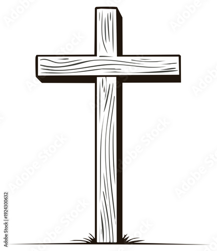 Wooden cross illustration, Christian symbol
