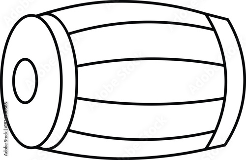 Black and white of a wooden barrel line simple minimalistic