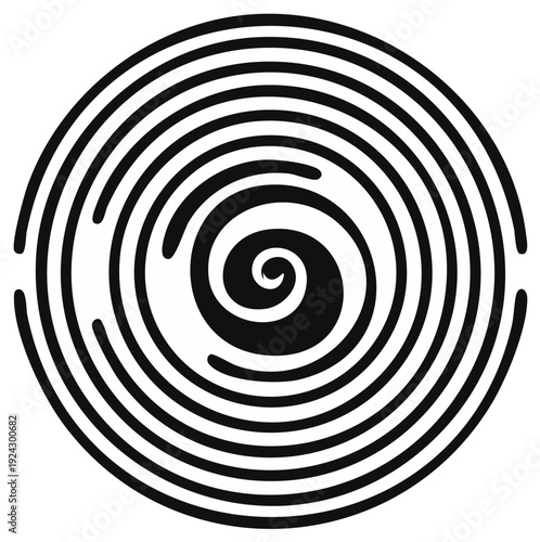 Black and White Concentric Circles Optical Illusion Visual Pattern Vector