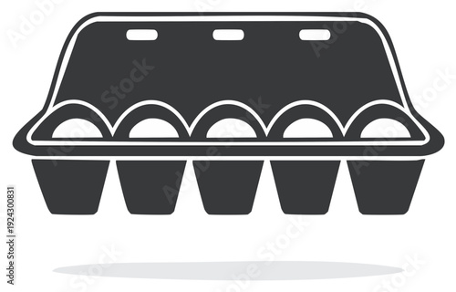 Egg Carton Illustration Showing Five Eggs in a Dark Tray
