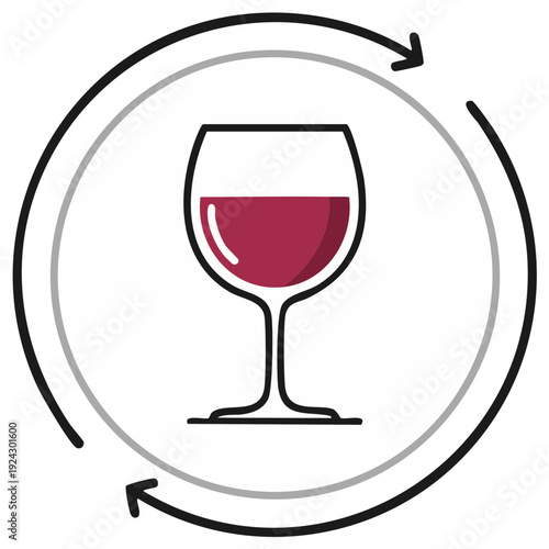 Wine Glass Icon with Rotating Arrows