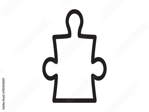 A single black puzzle piece icon on a white background