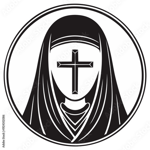 Monastic Symbol with Cross Inside Circular Emblem Represents Faith and Spirituality