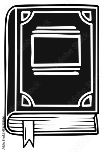 Ornate antique book with a ribbon bookmark vector graphic illustration