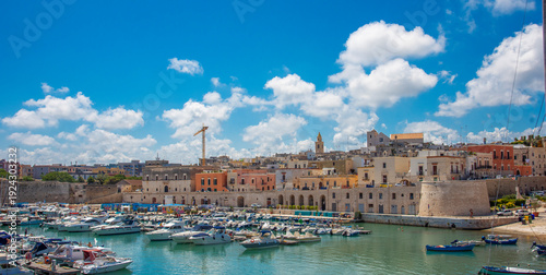 Bisceglie seafront and tourist harbor in Puglia, Italy