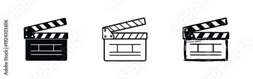 Film Industry Clapperboard Icon Collection - Action Slate Symbols