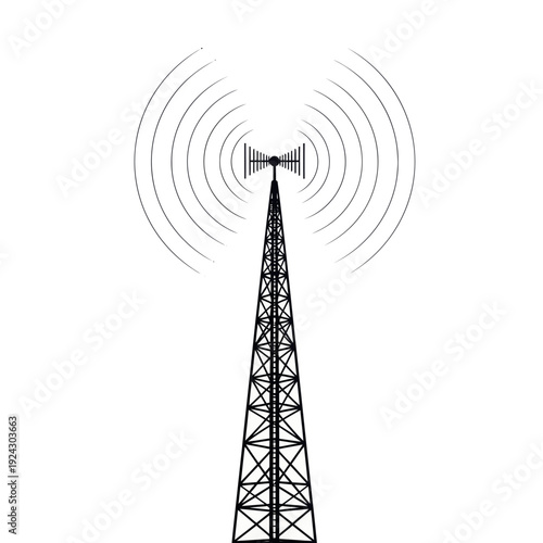 Modern telecommunication tower transmitting wireless signals