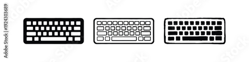 Computer Keyboard Icons Set. Standard QWERTY Keyboard Layout for Typing and Data Entry.