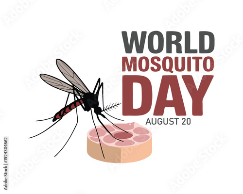 world mosquito day - black silhouette mosquito on skin body and brown background vector design