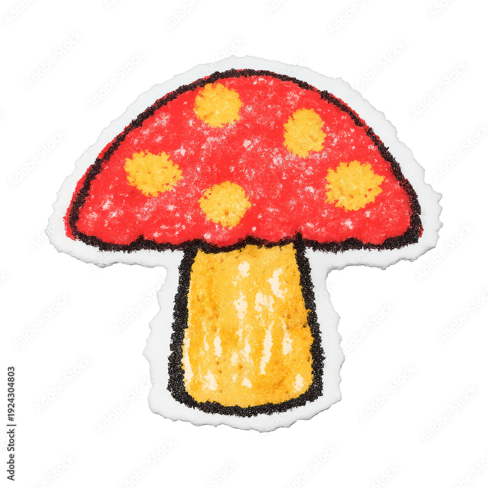 Obraz premium PNG Colorful crayon mushroom illustration.