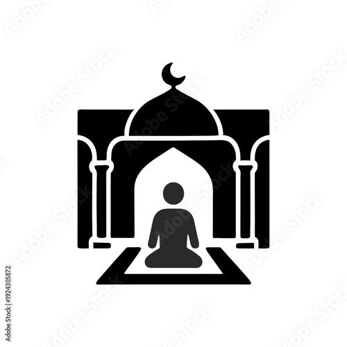 Peaceful Mindful Reflection Silhouette Icon