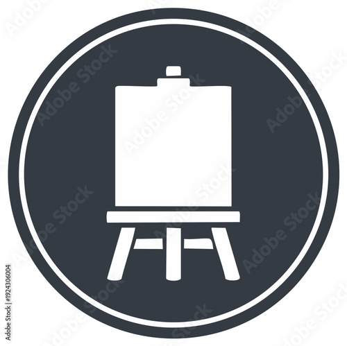Art easel symbol. Painting canvas stand vector icon. Creative workshop equipment tool.