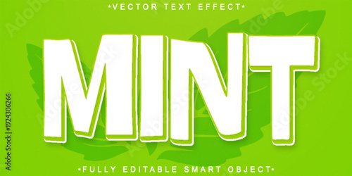  Mint Fresh Herb Typography Vector Fully Editable Smart Object Text Effect