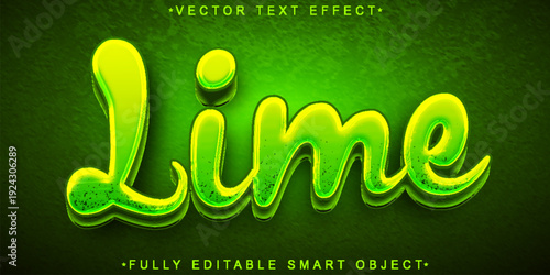  Lime Fruit Fresh Typography Vector Fully Editable Smart Object Text Effect