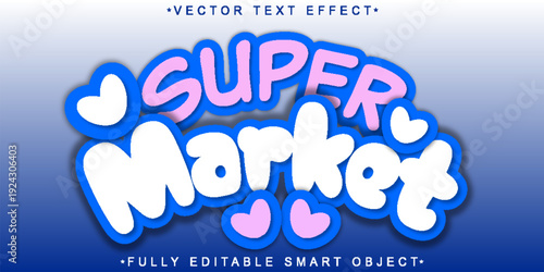 Super Market Shopping Typography Vector Fully Editable Smart Object Text Effect