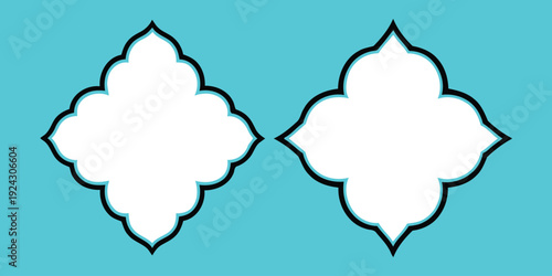 Symmetrical white shapes on turquoise background