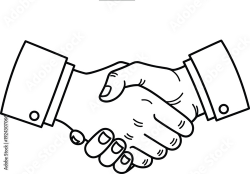 Business handshake line icon illustration, partnership agreement concept, corporate deal collaboration symbol, outline vector design isolated on white background