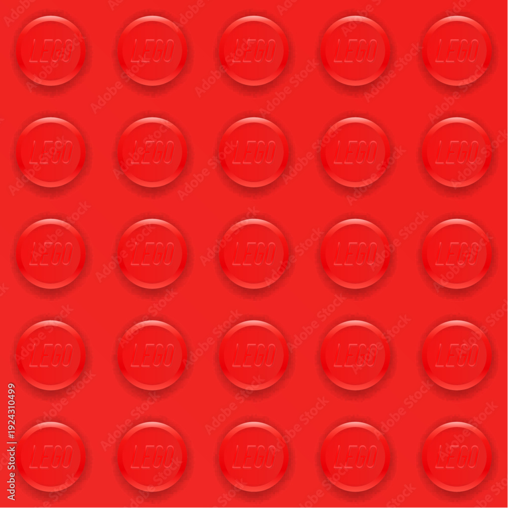 Naklejka premium Realistic red Lego plastik constructor seamless background. Vector illustration