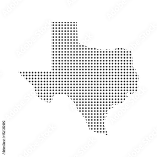 Map of the state of Texas is shown in dots