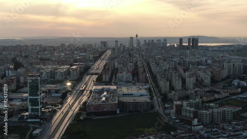 Aerial footage of buildings in Istanbul's Esenyurt and Beylikdüzü districts; empty streets during the pandemic. Drone footage of crowded Istanbul, skyscrapers. Images from ports during the pandemic.
