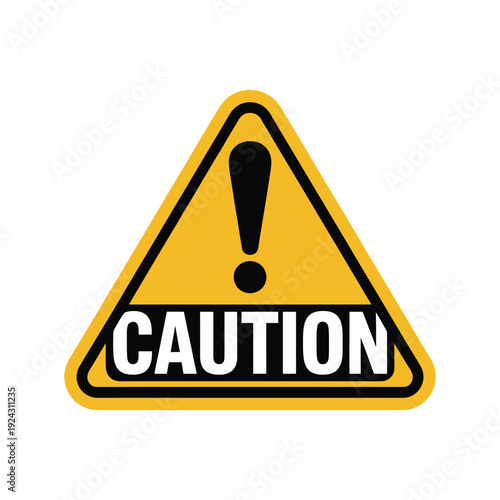 A yellow triangular caution sign with a black border and an exclamation mark inside.