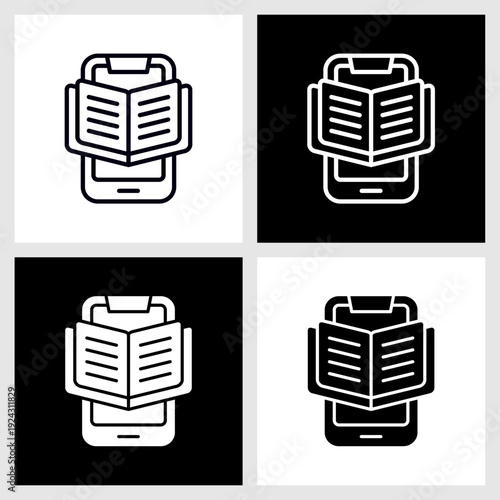 Ebook Icon with Black and White Background