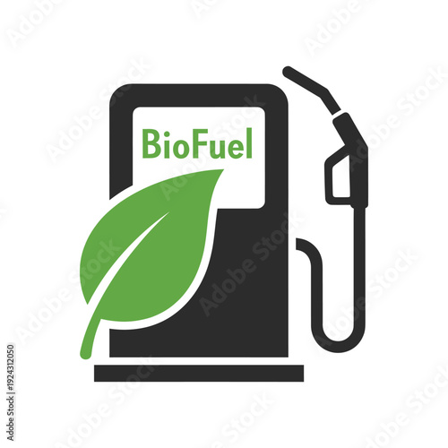 BioFuel Pump Icon, Green Leaf Symbol for Sustainable Energy, Eco-Friendly Fuel, and Clean Power