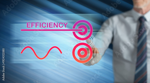 Man touching an efficiency concept