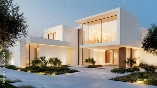 Minimalist residential architecture with modern style and natural light.