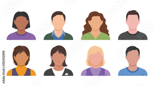 Set of diverse men and women user avatars vector illustration flat design style