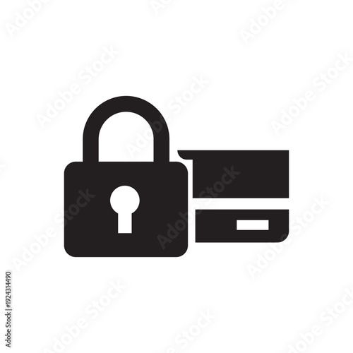 secure payment lock credit card single isolated icon 
