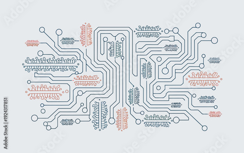 Abstract circuit board design symbolizing interconnected neural pathways and data flow