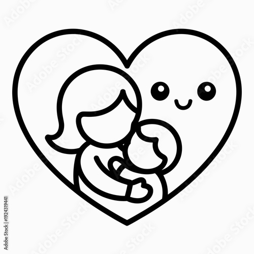 A heartwarming illustration of a mother and child sharing a tender moment together isolated on white background, Vector, illustration