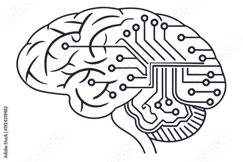 Artificial Intelligence Brain Circuit Board Technology Concept.