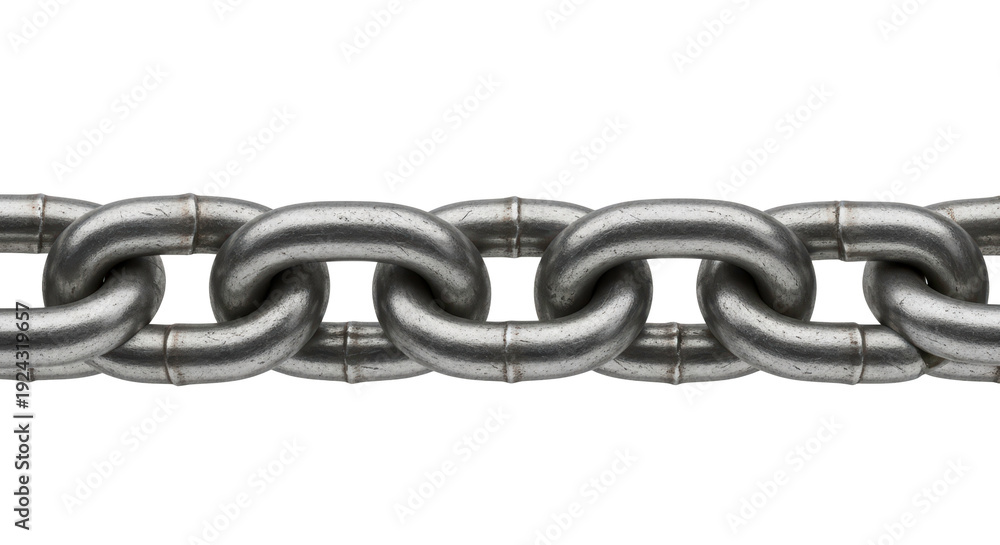 Fototapeta premium Strong Industrial Metal Steel Chain Links Isolated on Transparent Background