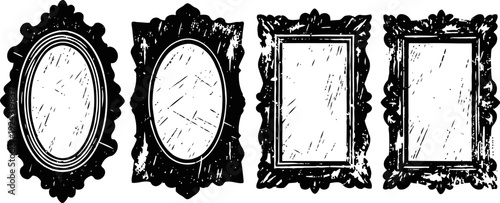 vintage ornate mirror frames set four decorative baroque designs with detailed patterns