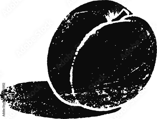 Orange fruit with textured shadow silhouette single whole citrus close up isolated on white background